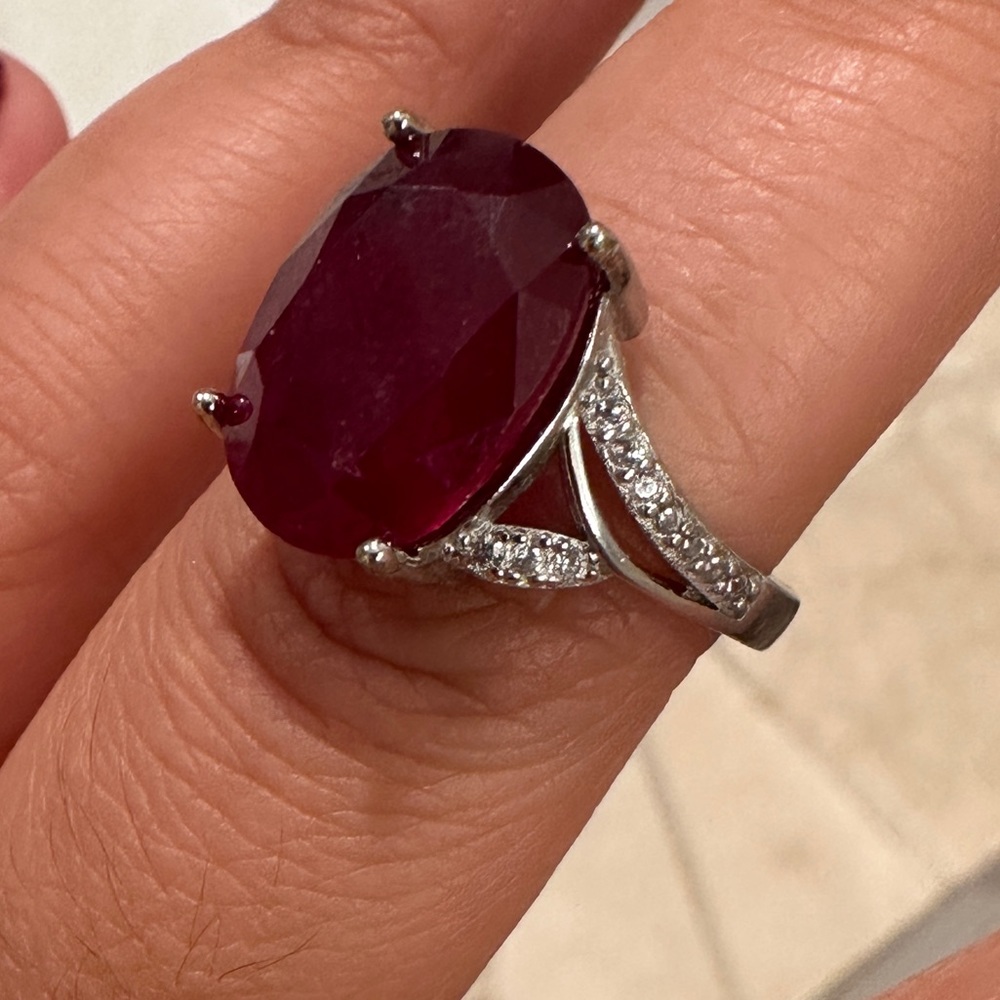 Genuine ruby 925 sterling silver ring